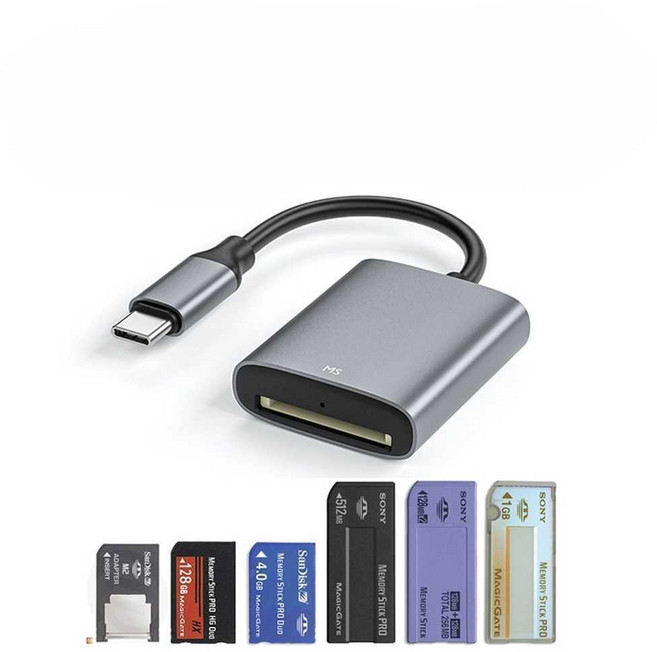 메모리 스틱 어댑터 MS 카드리더기 카메라 sd/cf/xd, Type-C MS 리더기, 1개