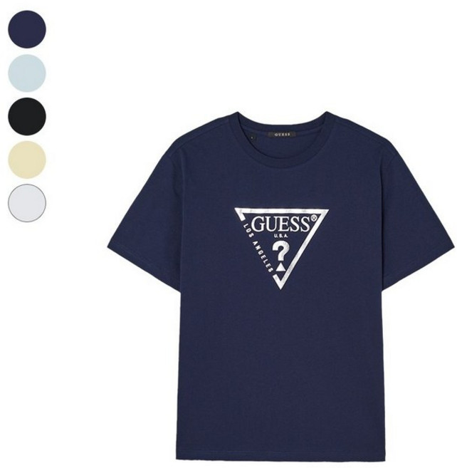 [백화점 정품] 26년SALE 게스 GUESS 남여공용 샤이닝 빅 삼각 반팔티셔츠 NQ2K5921