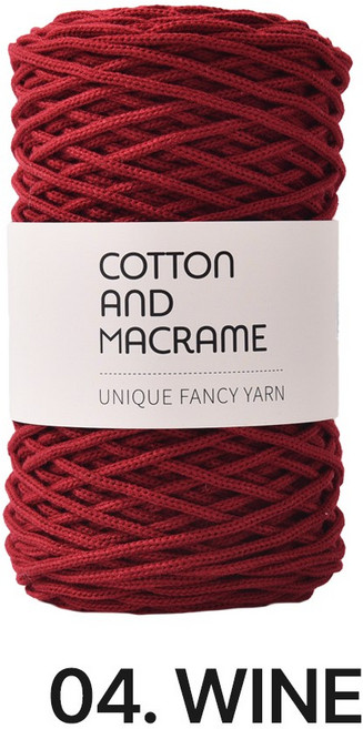 3mm 코튼 앤 마크라메 뜨개실 130m 코바늘실 200g, 1개, 04.와인
