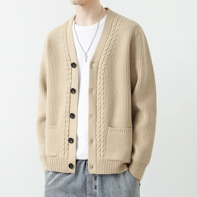 녕동 빅사이즈 남성 니트 가디건 봄 가을 심플 스웨터 데일리 브이넥 니트