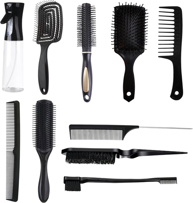 파트마 여성 머리빗세트 엉키지않는 브러쉬 엉킴방지 볼륨 파마 미용 두피마사지 빗, 1개, 블랙