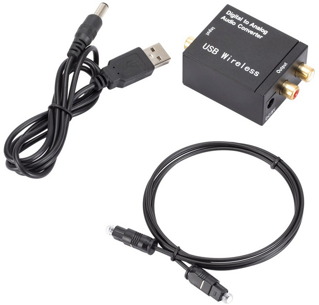 디지털 아날로그 오디오 어댑터 변환기 TOSLINK RCA 디코더 동축 DAC