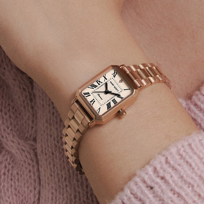 [천연다이아몬드] 에포크 사각 메탈 시계 + 감별서 + 쇼핑백 / ST8008RRR