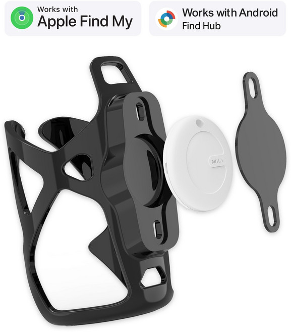 MiLi 미태그 듀얼 삼성 갤럭시 아이폰 애플 에어태그 스마트 태그 자전거 위치추적기, 1개, 블랙 자건거 물통 X 화이트