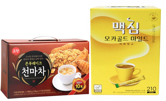 고향 콘푸레이크천마차 110Tx1개+맥심 모카골드 마일드 210t x1개, 110Tx1개+210Tx1개, 18g
