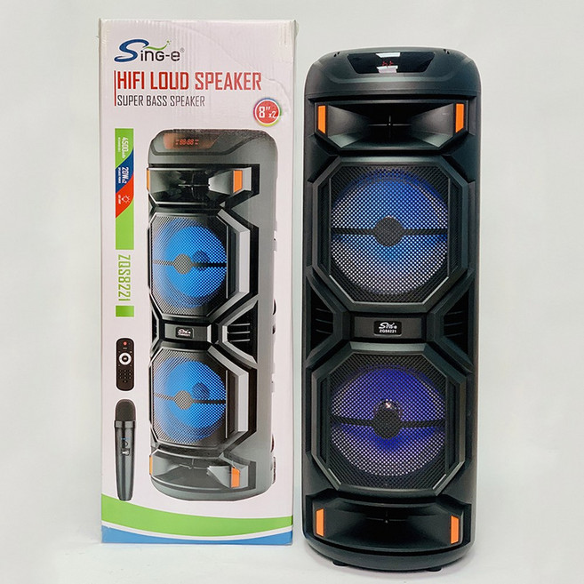 최대 출력 1200W 초대형 야외 블루투스 스피커 8인치 더블 서브우퍼 휴대용 무선 컬럼, ZQS 8221