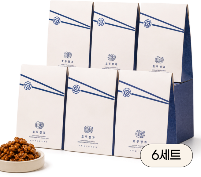 오븐 베이킹 호두정과 답례품 결혼식 돌잔치 웨딩 + 감사스티커, 6개, 70g