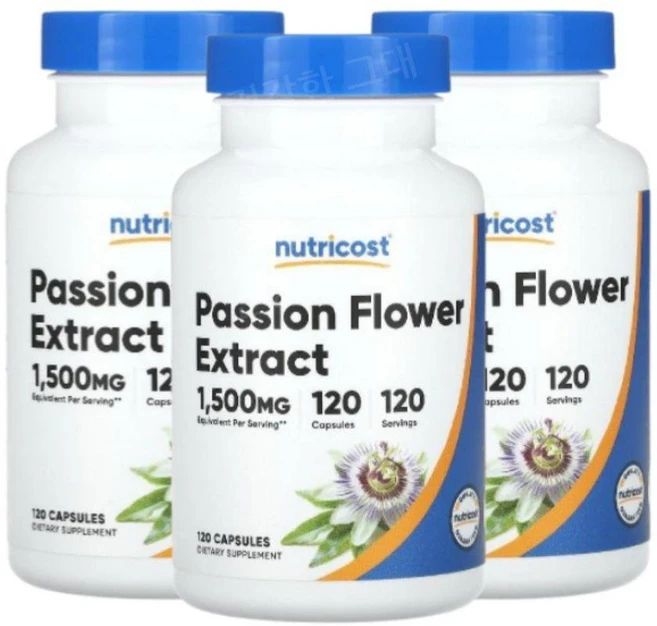 Nutricost PassionFlower 시계꽃추출물 1500mg 120캡슐 3개 - 쿠팡