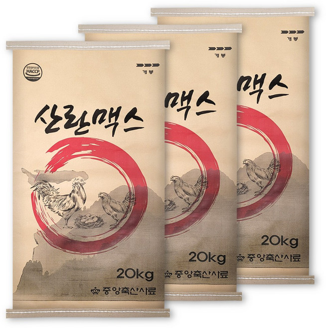 산란맥스 닭사료 닭모이 닭먹이 오골계 청계 산란사료, 3개, 20kg