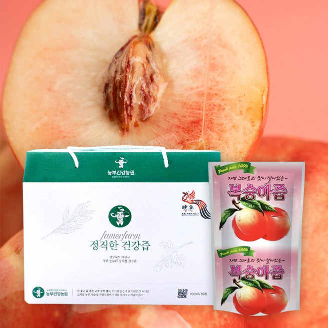 정직한 복숭아즙 100ml 50포 GAP인증 진액, 5L, 1개
