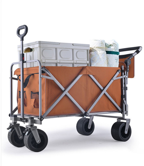 초대형 푸시 캠핑 웨건 300L 뒷문개방 카트, 1개, 오렌지