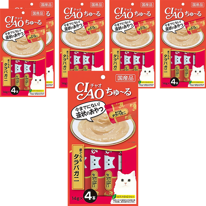 INABA CIAO 啾嚕 肉泥, 56g, 6袋, 鮪魚 + 鱈場蟹