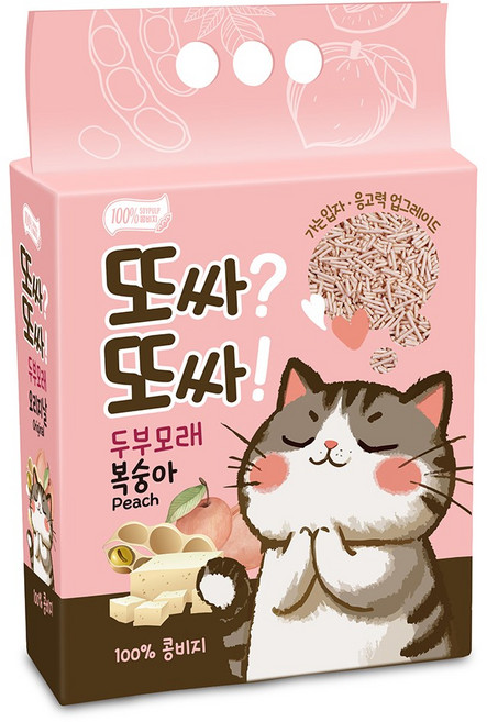또싸또싸 고양이 두부모래 일반입자 ( 2.5kg ), 1개, 7L, 복숭아