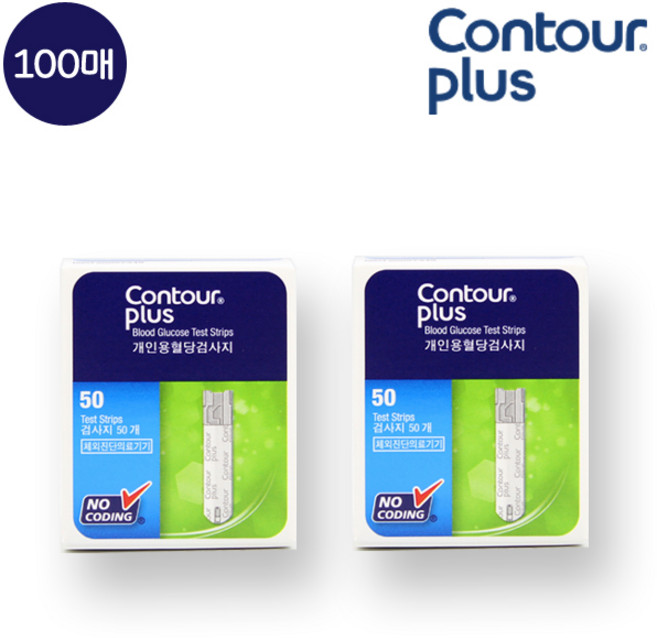 컨투어 플러스 원 혈당시험지, 50개입, 2개