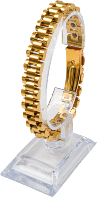 레젠시아 고급 게르마늄 원터치 팔찌 건강팔찌 남녀공용, 골드(폭 1cm), 1개