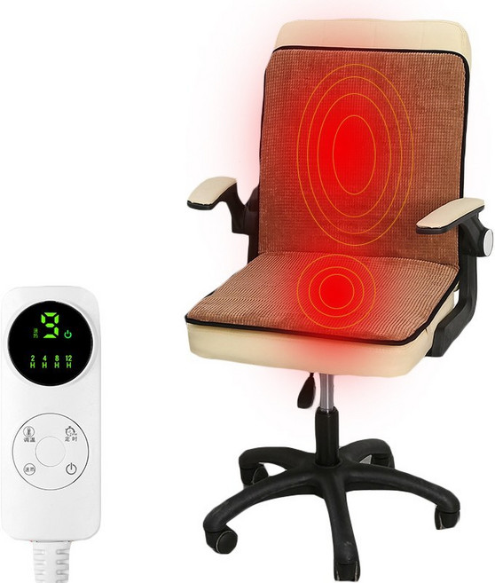 등받이의자 전기방석 1인용 의자 온열 방석 전기매트 돼지코 증정, 브라운, 45 x 90 cm