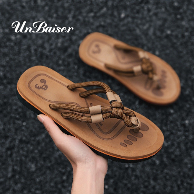 UNBAISER 남성 로프 플립플랍 쪼리 슬리퍼 3color