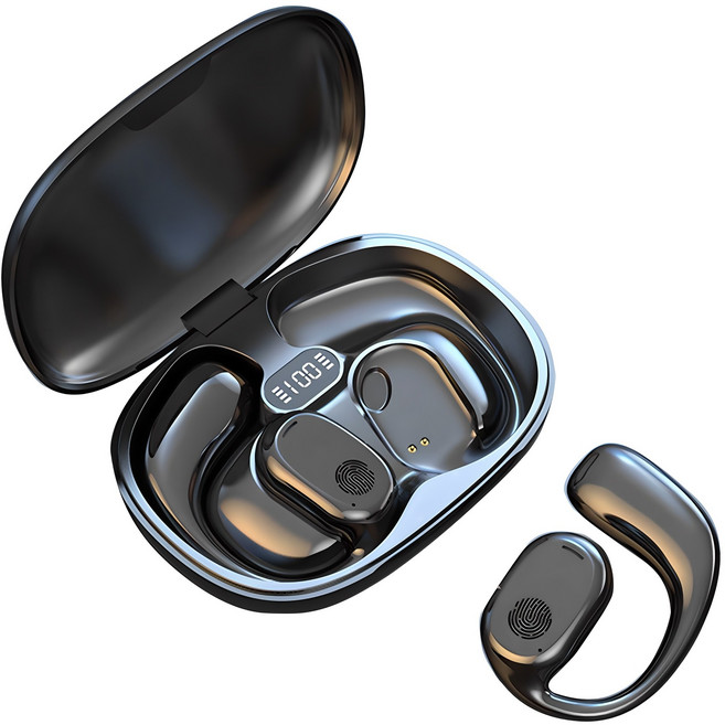 SMABAT 귀걸이형 블루투스 무선 이어폰 공기 전도 블루투스 이어폰 스포츠 블루투스 이어폰, 블랙