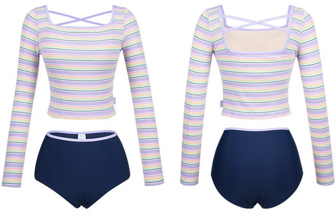 레노마수영복 여성 멀티 컬러 래쉬가드 세트
