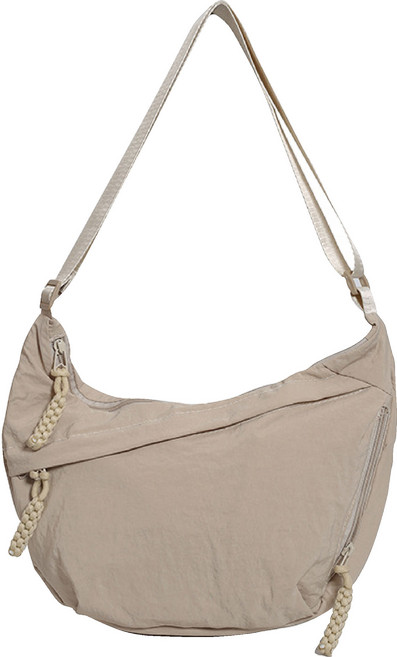 牛角包 斜肩包 月亮包 餃子包, 白【多夾層｜防潑水】