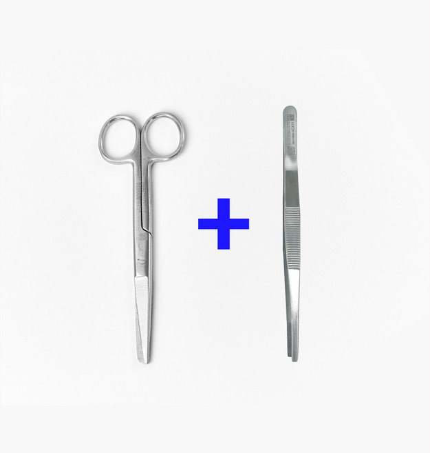 시저가위+직선핀셋 2p 모음 일자형 병원 실습용 너스피아, 1개