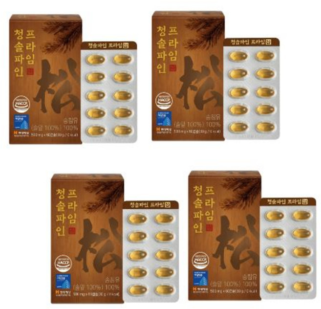솔잎농축 100%식약청인증 송침유 프리미엄 솔잎농축액 솔잎추출 송침유캡슐 소나무잎농축액 오일, 4세트, 60정