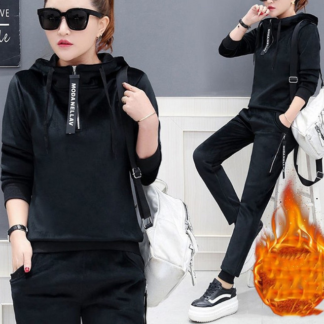 마코아여성 기모 후드 트레이닝복 세트 바지 츄리닝 벨로아 벨벳 겨울 집업 맨투맨 조거팬츠
