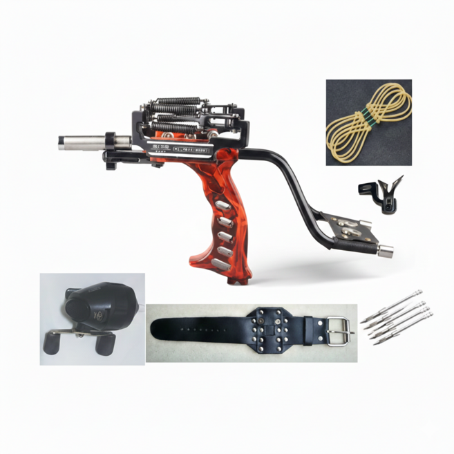 武器酷 教官彈弓 教官五代 巴雷特 重型彈簧複合弓 判官彈弓 強力彈弓 彈弓射魚, 1個, BL25 魚輪版,黑, 黑