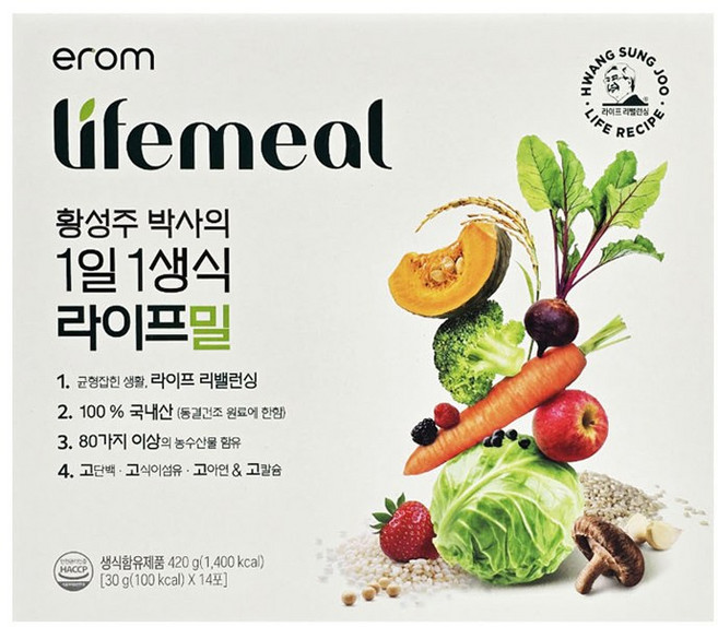 이롬 황성주 1일1생식 라이프밀 14포 2박스, 420g, 2개