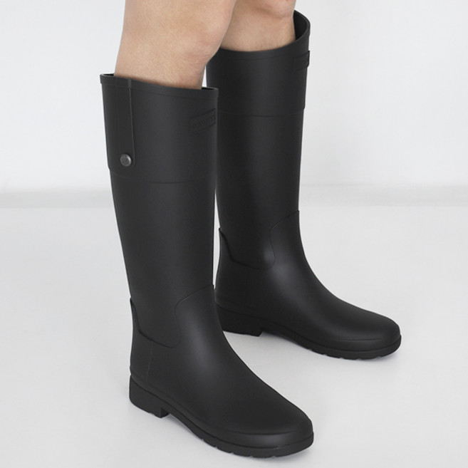 헌터 우먼스 롱부츠 레인부츠 리파인드 라이딩 톨 올블랙-로고