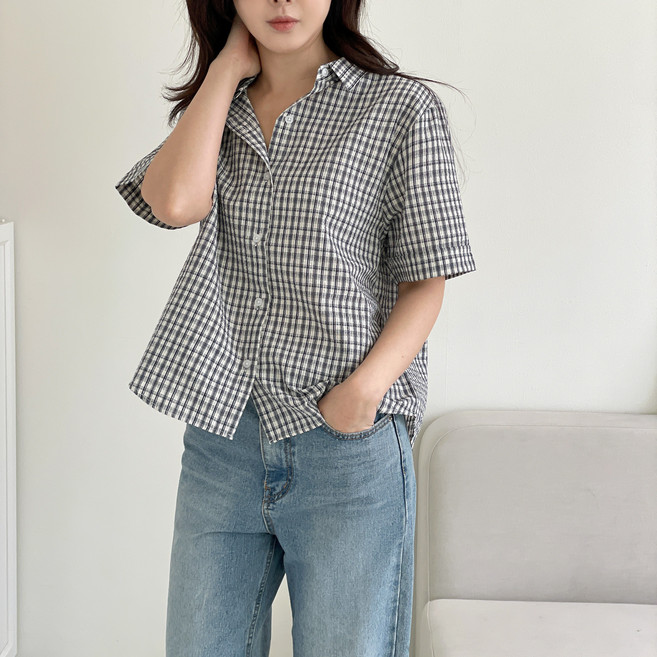 시어서커셔츠 made in korea 여름 기본 반팔 셔츠