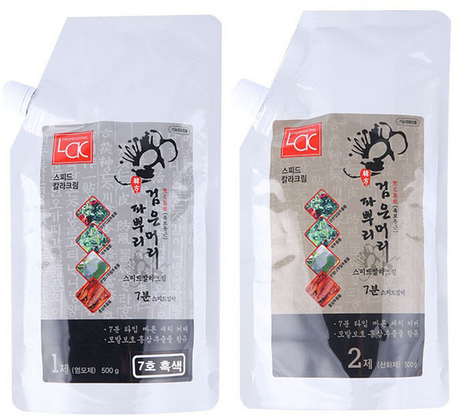 검은머리파뿌리 7분 한방 스피드 칼라크림 1 2제 500g 새치 염색약 대용량, 7호 흑색, 1개