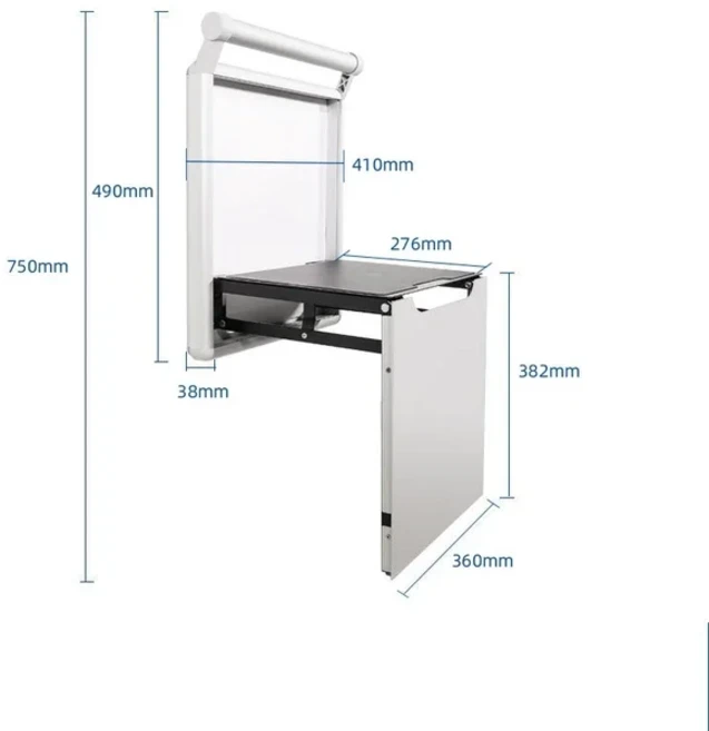 숨겨진 초박형 벽걸이 현관 의자 접이식 스툴 신발 갈아 가정용 욕실, 03 Sliver