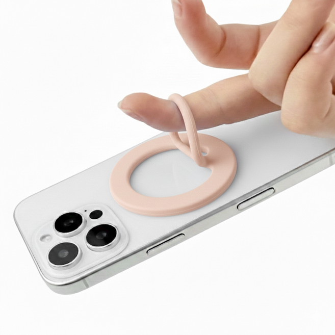 옐로우베이스 맥세이프 리퀴드 실리콘 링 부드러운 그립톡, 1개, 핑크