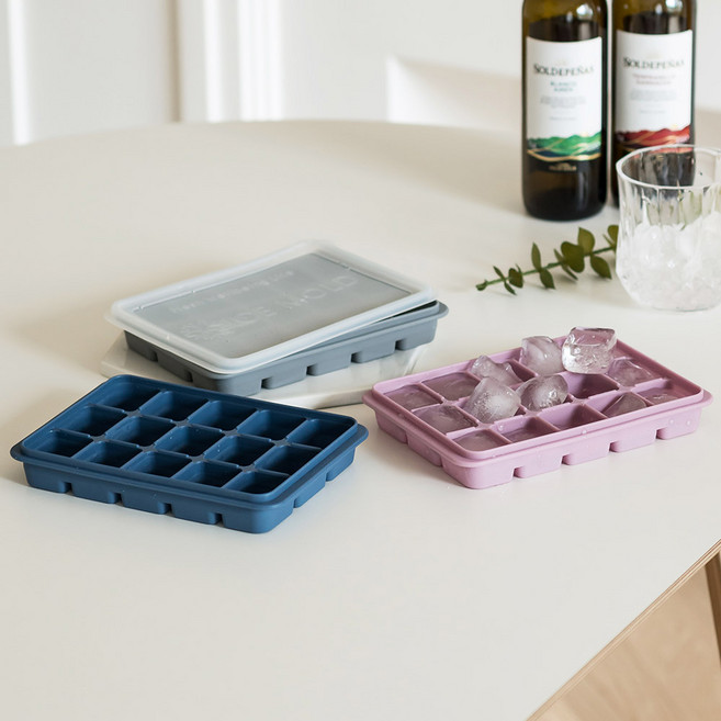 실리콘 아이스 몰드 15구 얼음 트레이 큐브 메이커 냉동 용기 초콜릿 틀, 15구_네이비, 1개
