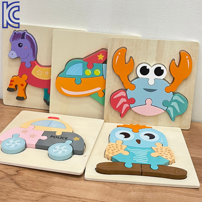 어린이 원목 도형퍼즐 KC인증 유아 안전 몬테소리 장난감 5개, 1세트, 1개