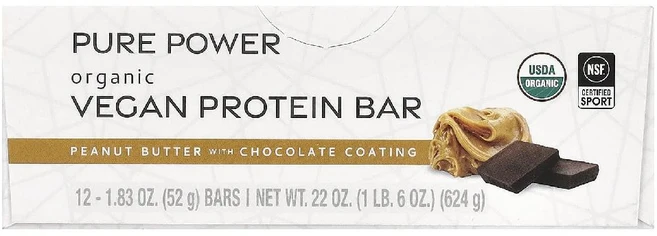 닥터머콜라 단백질바 Pure Power 비건 프로틴바 스낵 피넛버터맛 초콜릿 코팅 12개입, 1개, 52g - 쿠팡