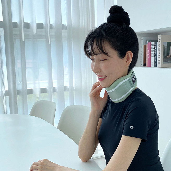 실루엣 의료용 목보호대 목견인기 목디스크 거북목 교정기, NS174 그린, XL, 1개