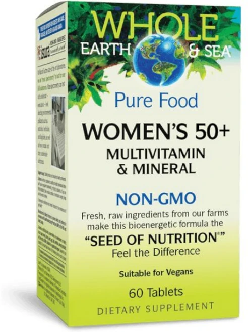 Natural Factors Whole Earth & Sea Women's 50+ Multivitamin & Mineral 1 Serving Contains Nutrition, 60 Count (Pack of 1), 1개, 60정 - 쿠팡