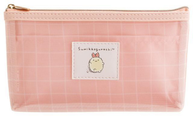 Sumikkogurashi 角落生物角落小夥伴 尼龍網紗鉛筆盒筆袋 透明文具收納包, 1個, 02.炸蝦 PT19604