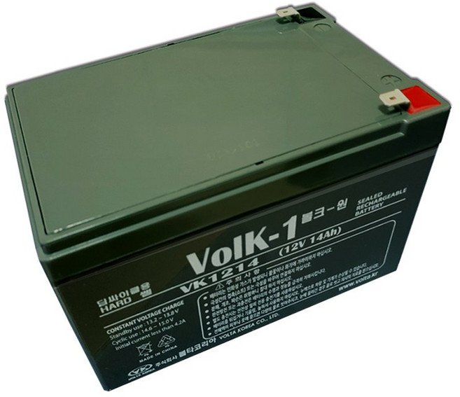 VK1214 12V 14Ah 볼크원 배터리 무보수 밀폐형 산업용 밧데리 전동자동차 축전지, 1개, 1개입