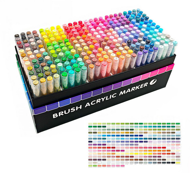 미니플 컬러웨이브 전문가용 아크릴 마카펜, 1세트, 288개