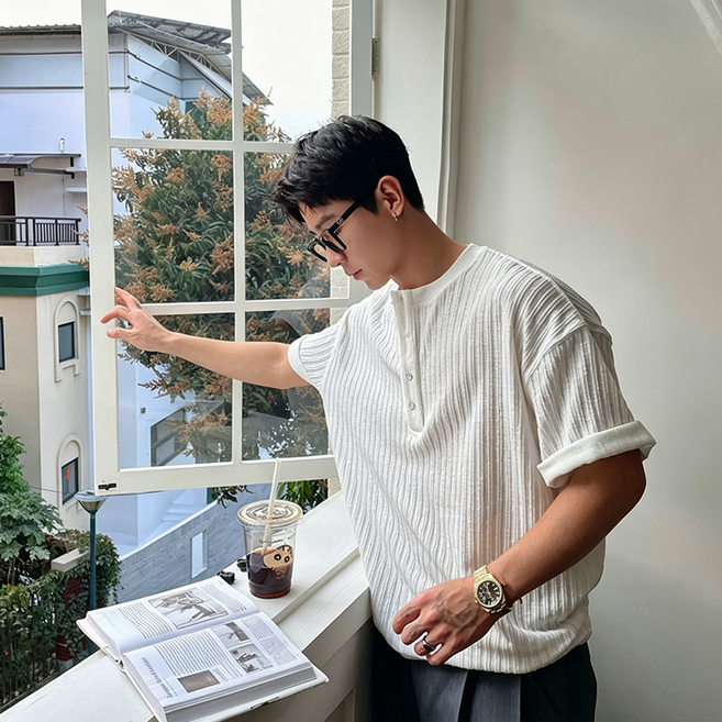 KDNC 남자 반팔티 여름 빅사이즈 캐주얼 데일리 티셔츠