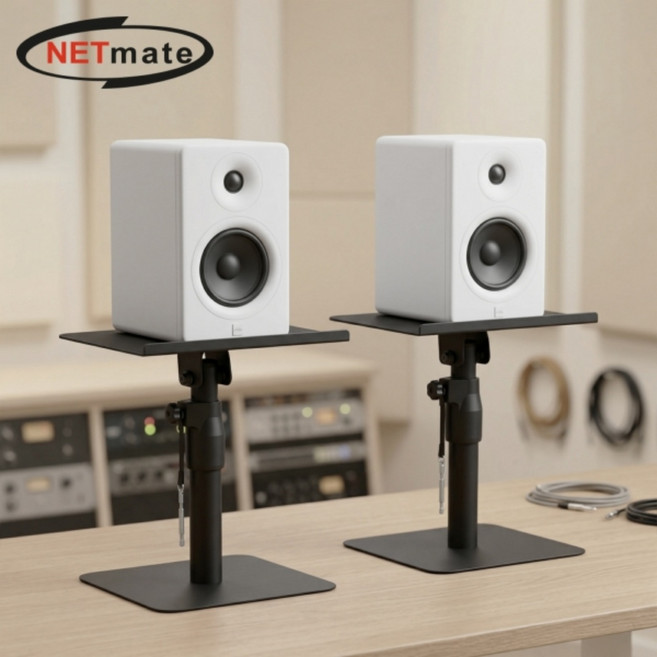 강원전자 넷메이트 탁상용 스피커 스탠드 세트 NMA-LMS13, 블랙