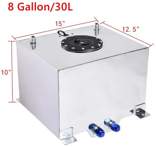 호환 용품 알루미늄 2.5/5/10/15/20 갤런 10/20/40/60/80L 연료 서지 셀 탱크(캡 및 센서 폼 포함) 실버, 05 8 Gallon-30L