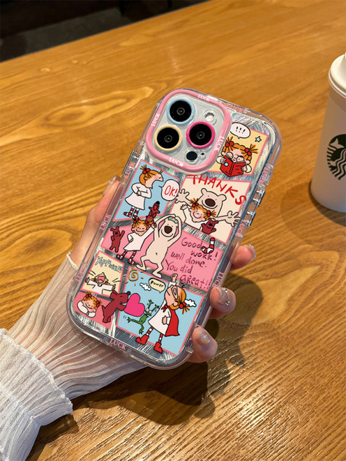니콜 애플 17 깃털 실크 우유 핸드폰 케이스 귀여운 coco 소스 소녀 화웨이 삽화 iPhone16promax 영광 15/14 샤오미 OPPO 홍미 vivo 13 보호 케이스 x