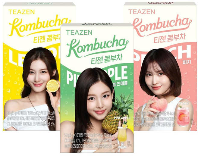 티젠 콤부차 레몬 ＋ 피치 ＋ 파인애플 10T 50g 저칼로리 분말스틱, 5g, 3개