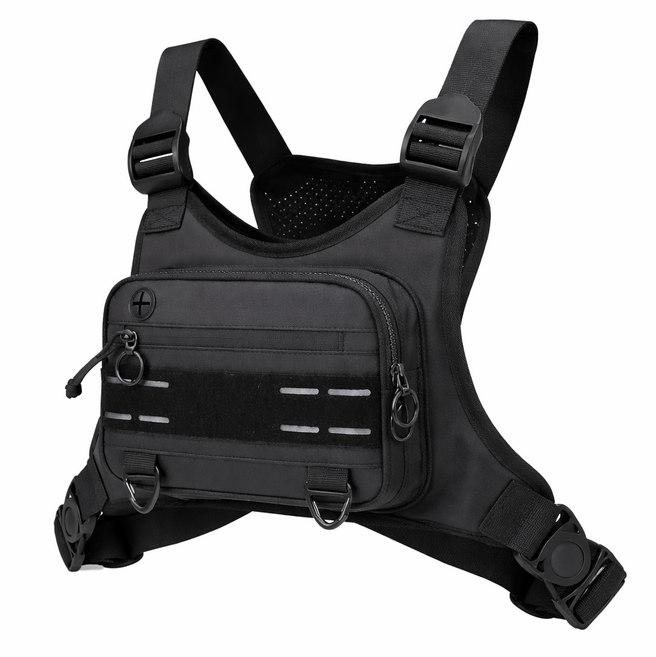 포켓 프로장비 배달라이더 전술 조끼 - 옥스포드 방수 소재 + 등산백팩 변신 기능 (무게분산 설계) 힙색, 다크그레이