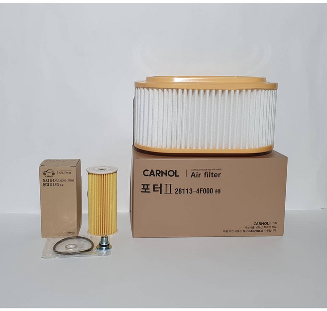 CARNOL 포터2 2.5 터보 LPG LPI 오일필터+에어필터 세트 26350-2T500 28113-4F000, 1개, 에어필터+오일필터