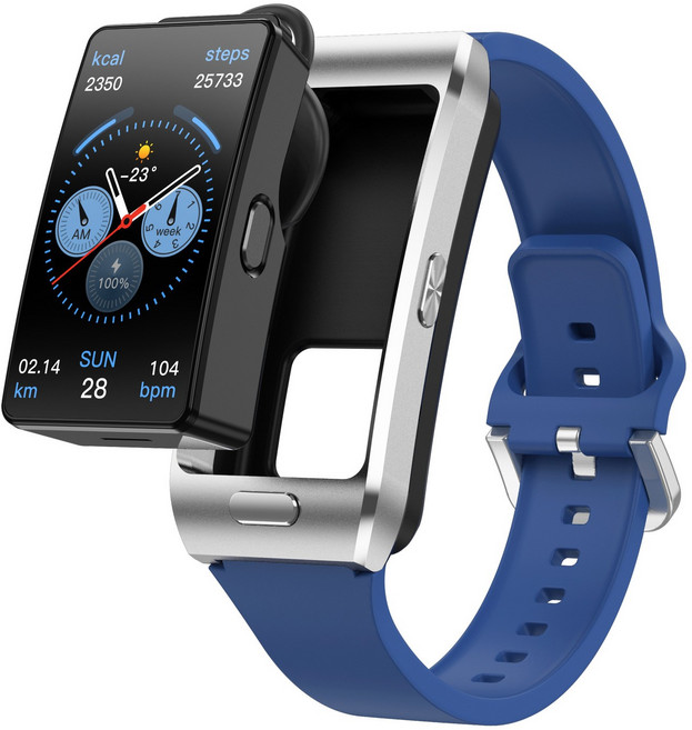 신상품 스마트워치 1.57inch스크린+히든에어팟 투인원 블루투스 이어폰 블루투스 통화 멀티 스포츠 시계, 블루, 5.8cm